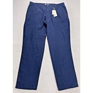 Mango MNG Sustainable Oyster Trouser Men 38 Slim Fit Pants Linen Blue‎ NWT